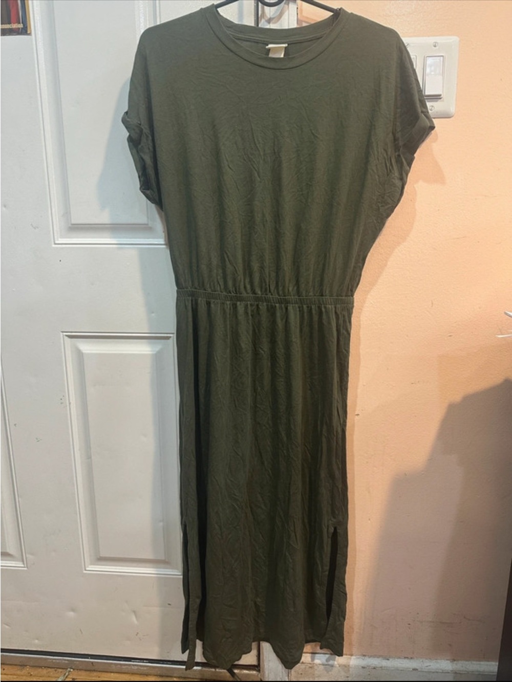 H&M Olive Green Maxi Dress with Elastic Waist